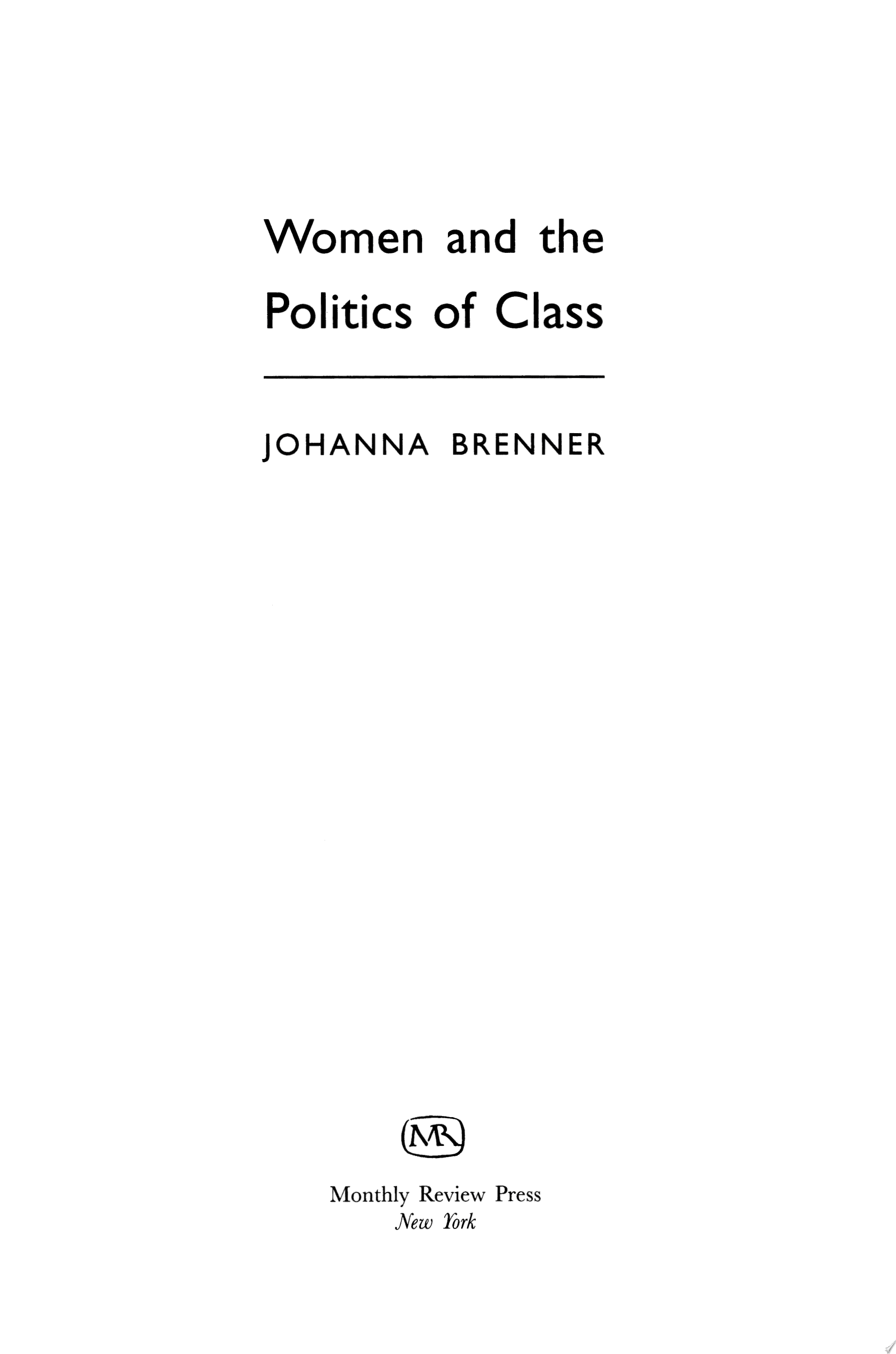 Women and the Politics of Class